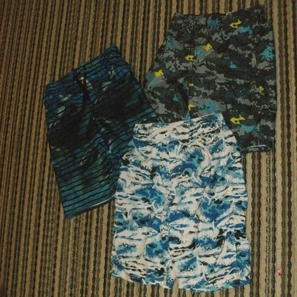 LOT of 3 Board Short lined Swim Trunks Mambo ~ Old Navy ~ Cherokee size M 10/12